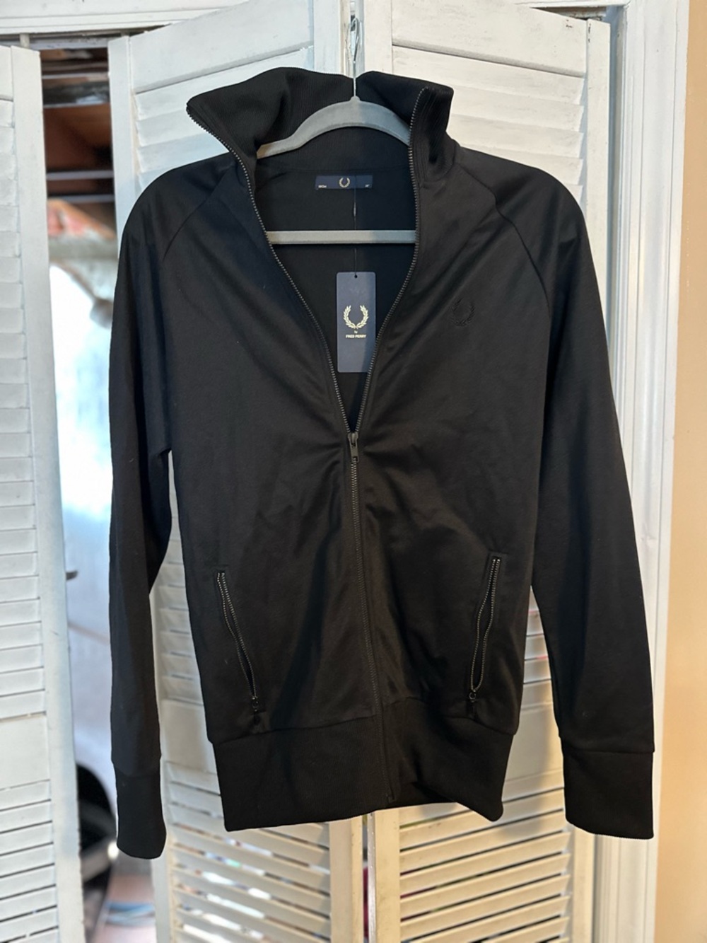 Fred Perry Black Zip Jacket with Gold Laurel Logo